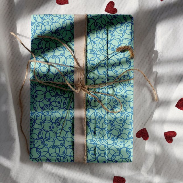 Cobalt Scribble Rings – minimal modern Pattern Wrapping Paper Sheet (Creator Uploaded)