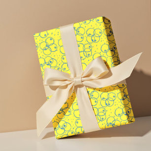 Cobalt Scribble Rings – modern Pattern Wrapping Paper