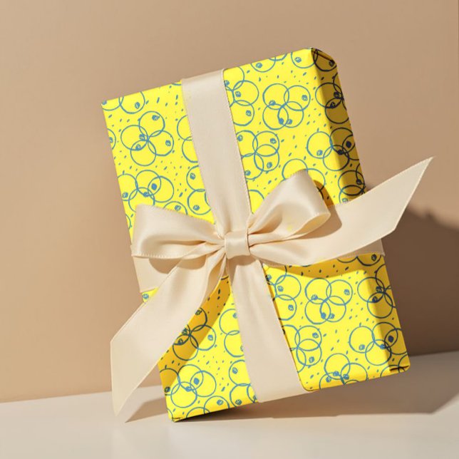Cobalt Scribble Rings – modern Pattern Wrapping Paper (Creator Uploaded)