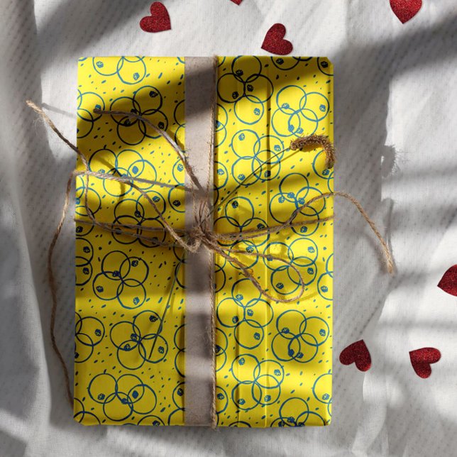 Cobalt Scribble Rings – modern Pattern Wrapping Paper Sheet (Creator Uploaded)