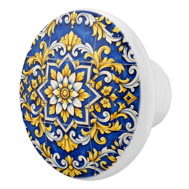 Cobalt Star Azulejo Ceramic Pull (Right)
