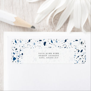 Cobalt Stone Blue Terrazzo Pattern Return Address Label
