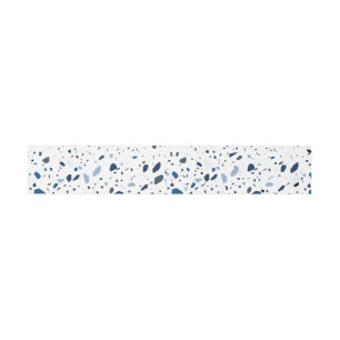 Cobalt Stone Blue Terrazzo Wedding Invitation Belly Band