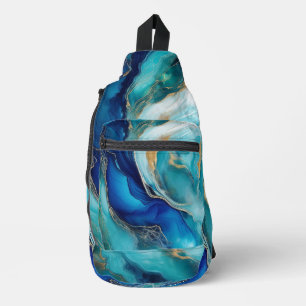 Cobalt Tides: An Abstract Exploration Sling Bag