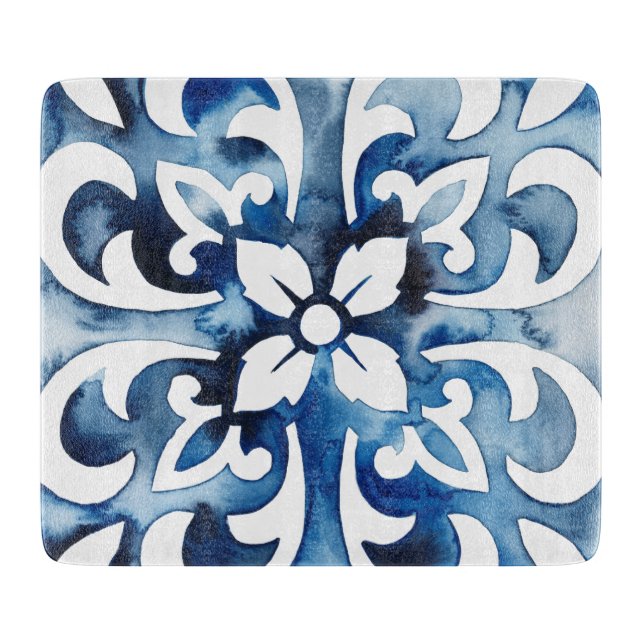 Cobalt Tile II Cutting Board (Front)