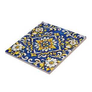 Cobalt Vase Medallion Tile