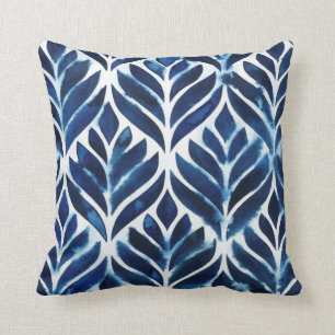 Cobalt Watercolor Tiles IV Cushion