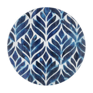 Cobalt Watercolor Tiles IV Cutting Board