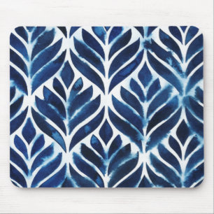 Cobalt Watercolor Tiles IV Mouse Pad