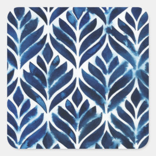 Cobalt Watercolor Tiles IV Square Sticker