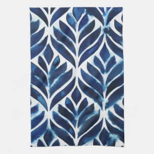Cobalt Watercolor Tiles IV Tea Towel