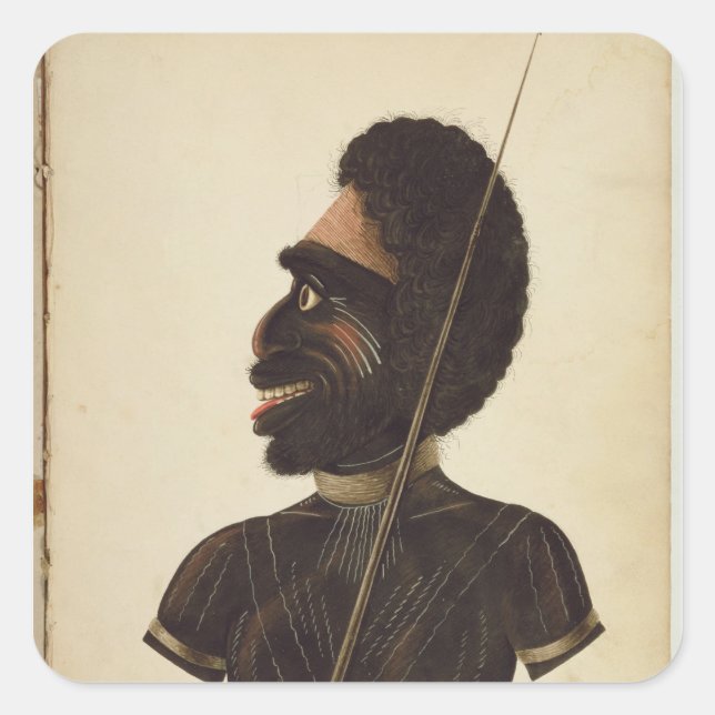 Cobbawn Wogi, native chief of Port Stephen Square Sticker (Front)