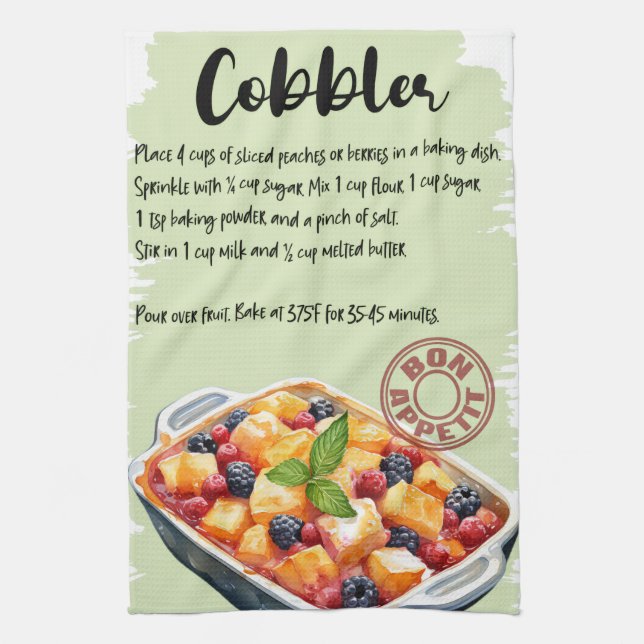 Cobbler Recipe Tea Towel (Vertical)