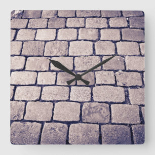 Cobblestone Street Detail, Horizontal Square Wall Clock