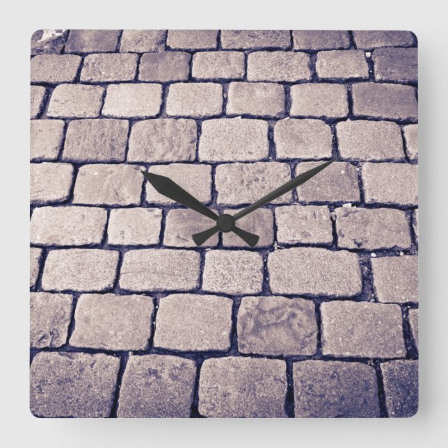 Cobblestone Street Detail, Horizontal Square Wall Clock (Front)