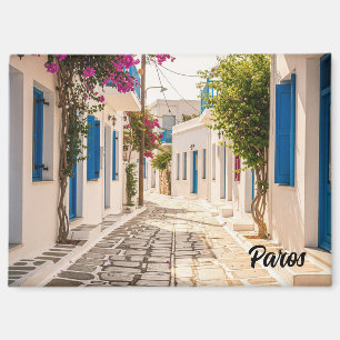 Cobblestone street in Paros Greece Island Travel Magnet