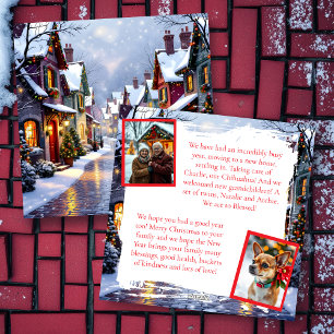 Cobblestone Street  Village Personalized Christmas Holiday Card