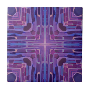 Cobblestones backlight purple violet geometric art ceramic tile