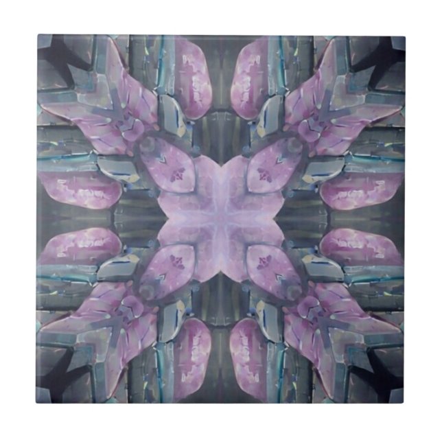 Cobblestones mystical turquoise violet geometric  ceramic tile (Front)