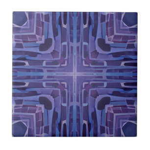Cobblestones navy blue violet geometric art ceramic tile