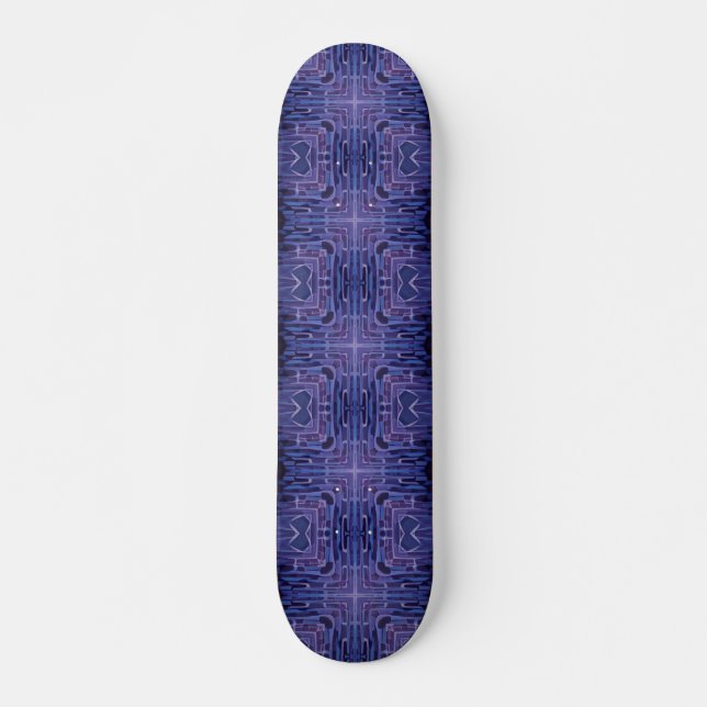 Cobblestones navy blue violet geometric art skateboard (Front)