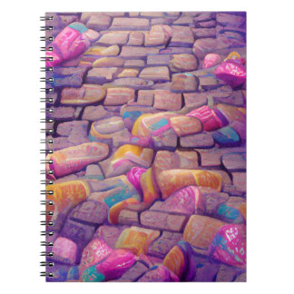 Cobblestones psychedelic colours graphic art notebook
