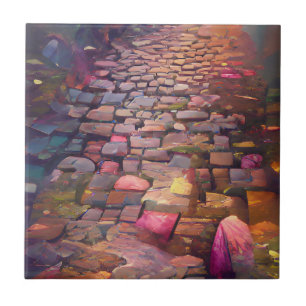 Cobblestones psychic colours graphic art  ceramic tile