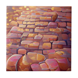 Cobblestones rose gold graphic art ceramic tile