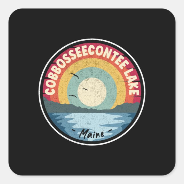 Cobbosseecontee Lake Maine Colourful Square Sticker (Front)