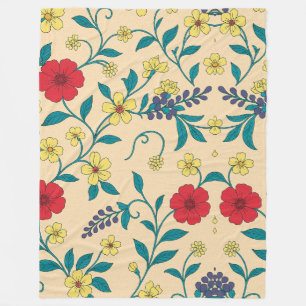 Cobertor Floral Vintage com Hibiscos Fleece Blanket