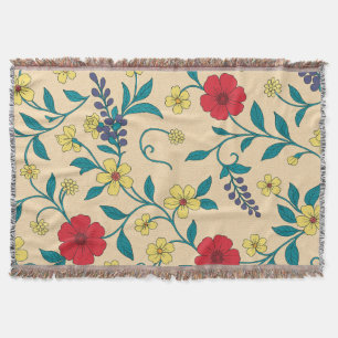 Cobertor Floral Vintage com Hibiscos Throw Blanket