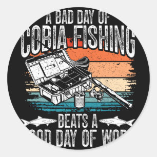 Cobia Fisherman Lure Fishing Rod Equipment Cobia F Classic Round Sticker