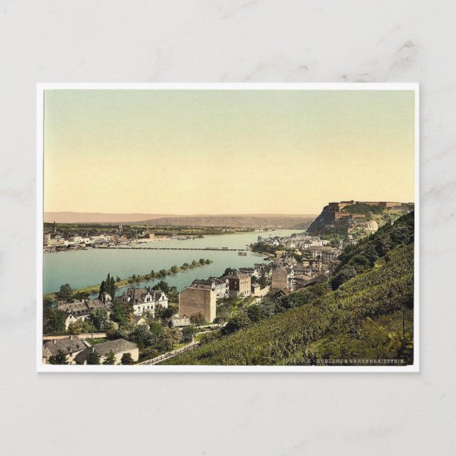 Coblenz and Ehrenbreitstein, the Rhine, Germany cl Postcard (Front)