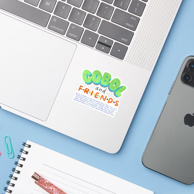 Cobol and Friends Programming Languages Sticker (Laptop w/ iPhone)