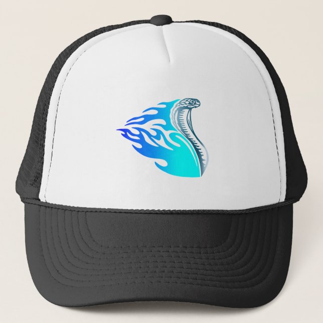 cobra flames design blue trucker hat (Front)