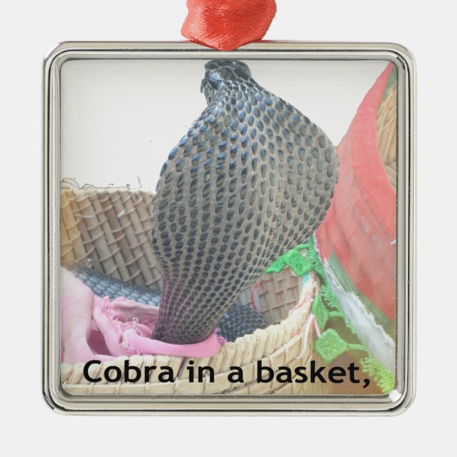Cobra in a Basket Ready to spit Fire Metal Tree Decoration (Front)
