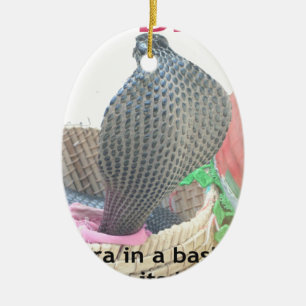 Cobra in Basket Art Print Ceramic Ornament