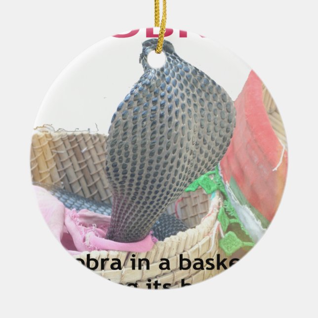 Cobra in Basket Art Print Ceramic Tree Decoration (Front)
