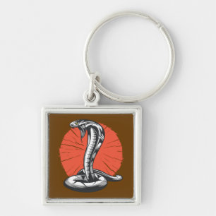 Cobra Open Hood, Snake Attacking Key Ring