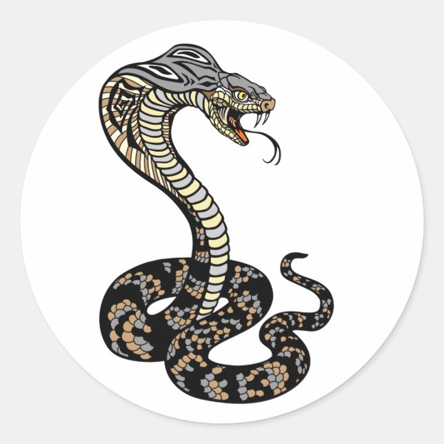 cobra snake classic round sticker (Front)