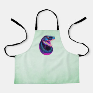 Cobra Snake in Vaporwave Aesthetic Style Apron