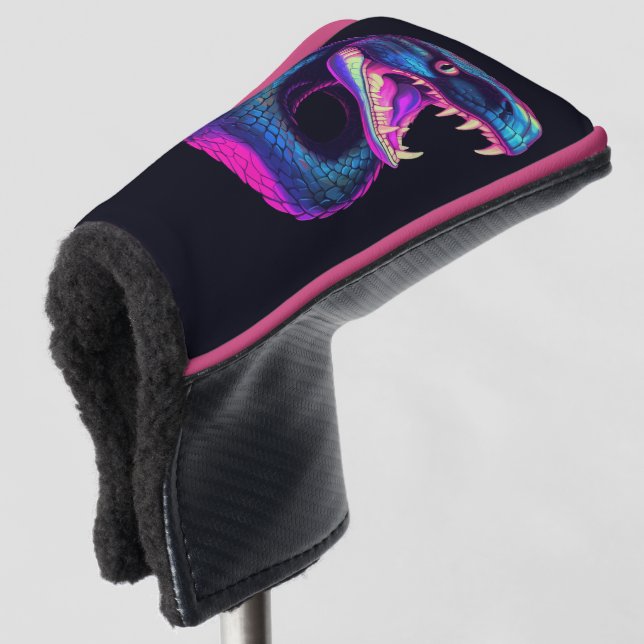 Cobra Snake in Vaporwave Aesthetic Style Golf Head Cover (3/4 Front)