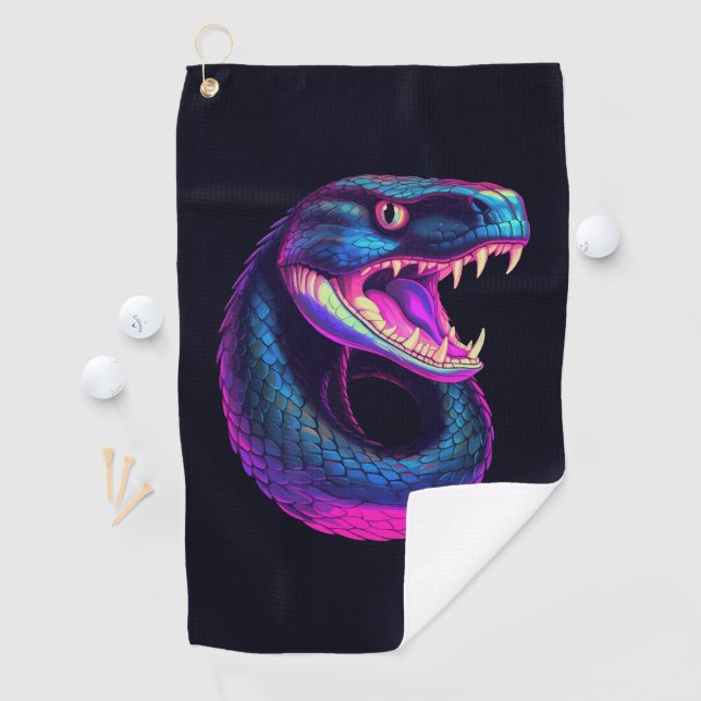 Cobra Snake in Vaporwave Aesthetic Style Golf Towel (InSitu)