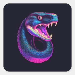 Cobra Snake in Vaporwave Aesthetic Style Square Sticker