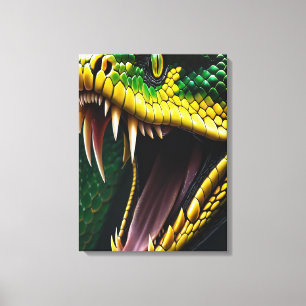 Cobra snake with vibrant green and yellow scales canvas print