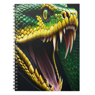 Cobra snake with vibrant green and yellow scales  notebook