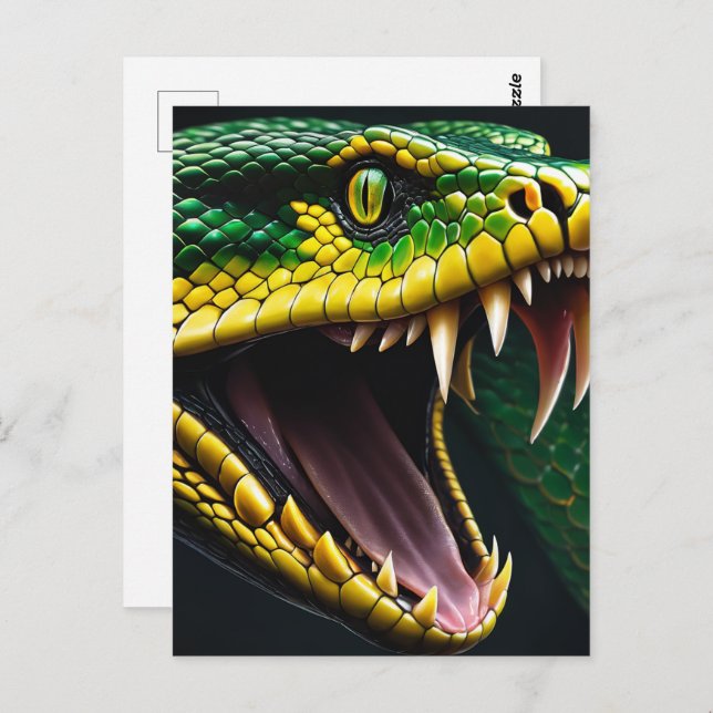 Cobra snake with vibrant green and yellow scales  postcard (Front/Back)