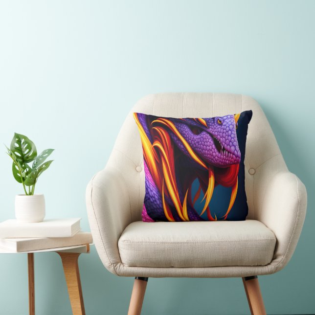 Cobra snake with vibrant orange and purple scales cushion (Chair)