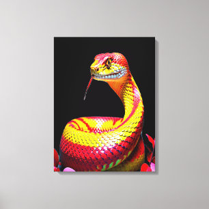 Cobra snake with vibrant red and yellow scales canvas print