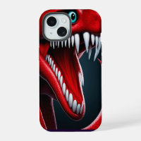 Cobra snake with vibrant red scales and blue eyes